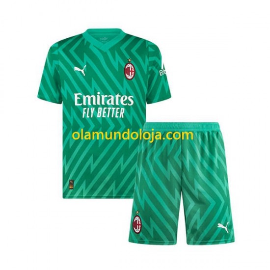Camisola AC Milan Guarda-redes Criança Equipamento Primeiro 2023-2024 Manga Curta